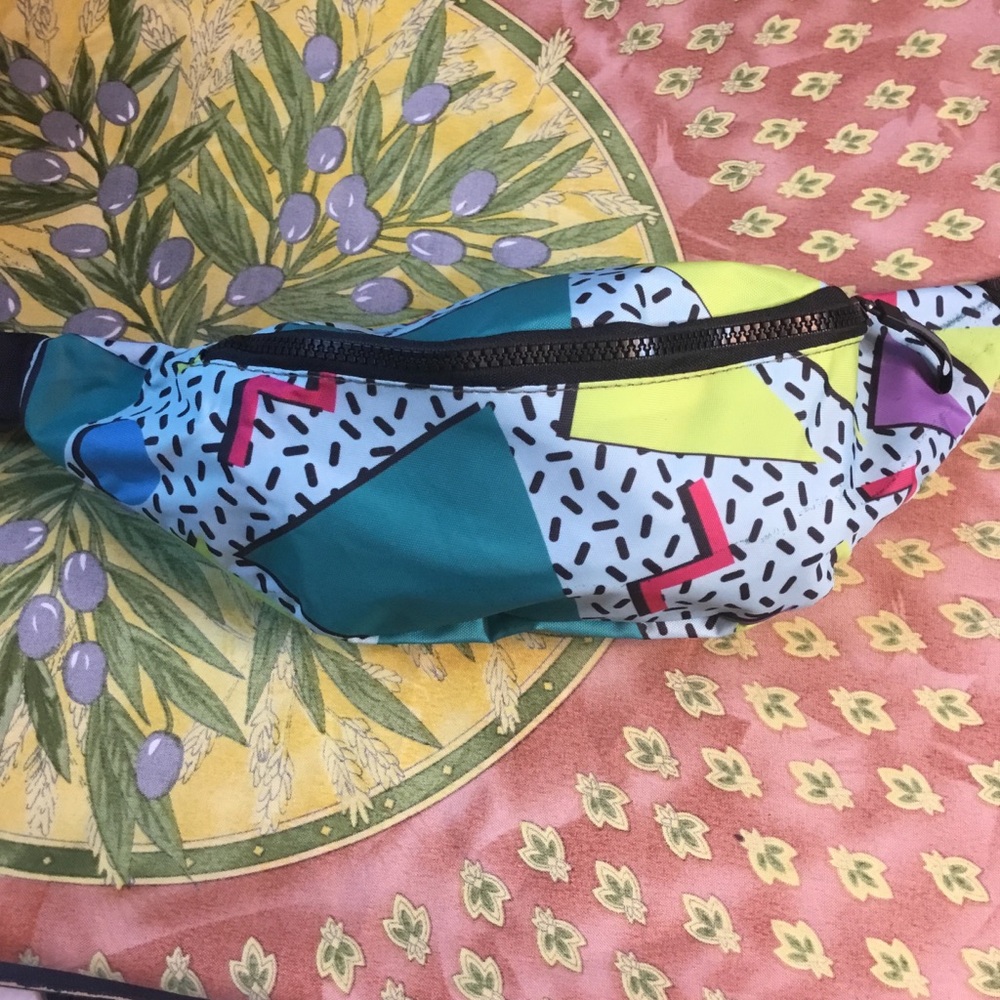 Retro 80’s - 90’s Style Geo Metric Print Fanny Pack, 2 Compartments, New, Sealed